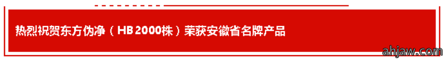 喜报！东方伪净（HB2000株）荣获安徽省名 牌产品称号