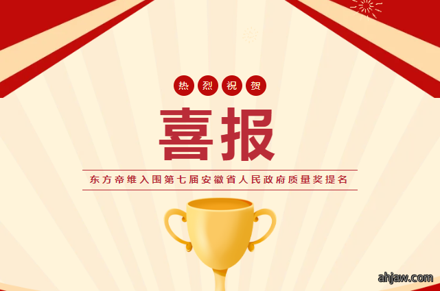 【喜报】东方帝维入围第七届安徽省人民政府质量奖提名